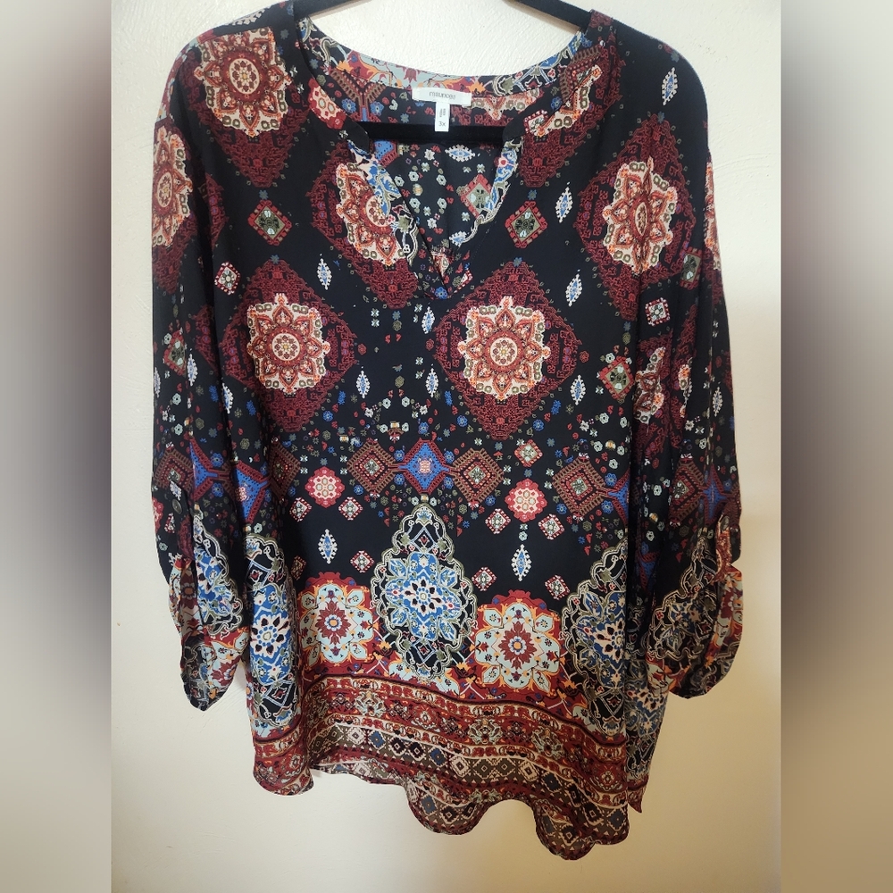 Maurices Multicolor Boho Blouse Size 3X